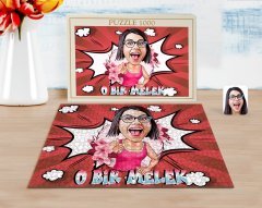 Kişiye Özel O Bir Melek Karikatürlü 1000 Parça Profesyonel Puzzle-1