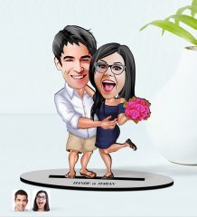 Kişiye Özel İsimli Sevgililer Karikatürlü Ahşap Biblo Model-108