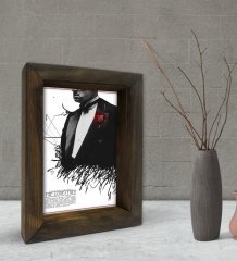 BK Gift Baba Godfather Tasarımlı Dekoratif Doğal Masif Ahşap Çerçeve 15x20cm-21