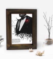 BK Gift Baba Godfather Tasarımlı Dekoratif Doğal Masif Ahşap Çerçeve 15x20cm-21