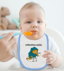 BK Kids Umrumda Değil Tasarımlı Mavi Bebek Body Zıbın ve Mama Önlüğü Hediye Seti-1