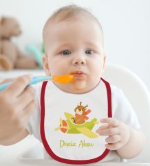 BK Kids Kişiye Özel Sevimli Pilot Tasarımlı 2’li Kırmızı Mama Önlüğü-2