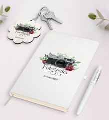 Kişiye Özel Fotoğrafçı Beyaz Defter Kalem Ve Anahtarlık Hediye Seti-1