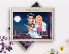 BK Gift Kişiye Özel Aile Tasarımlı 1000 Parça Profesyonel Puzzle, 3'lü  Portre, Aileye Hediye Puzzle-17