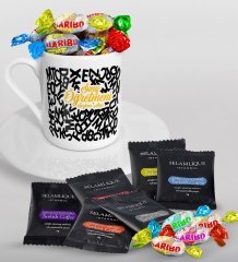 Kişiye Özel Sınıf Öğretmeni Türk Kahvesi Fincanı Selamlique Karışık Türk Kahvesi ve Haribo Şeker Hediye Seti-13