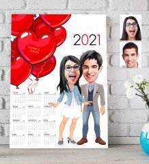 BK Gift Kişiye Özel Sevgililer Karikatürlü 2023 Duvar Takvimi - 9