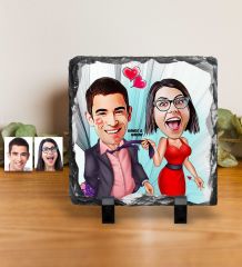 Kişiye Özel Sevgililer Karikatürlü Dekoratif Doğal Taş - 4