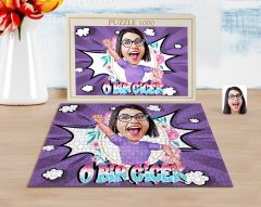 Kişiye Özel O Bir Çiçek Karikatürlü 1000 Parça Profesyonel Puzzle-3