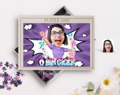 Kişiye Özel O Bir Çiçek Karikatürlü 1000 Parça Profesyonel Puzzle-3