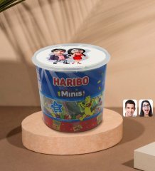 Kişiye Özel Sevgililer Karikatürlü Dev Boy Haribo Minis Kovası (10gx100adet) Model 4