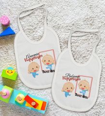 BK Kids Kişiye Özel Anne ve Baba Tasarımlı 2’li Beyaz Mama Önlüğü-2