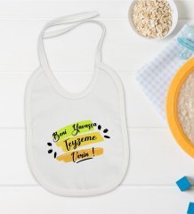 BK Kids Beni Yavaşça Teyzeme Verin Tasarımlı Bebek Mama Önlüğü - Model 1