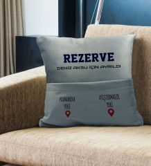 BK Gift Kişiye Özel Tasarımlı Organizer Kumanda ve Atıştırmalık Cepli Gri Kırlent Yastık- 3, Ev Dekoru, Ev Hediyesi