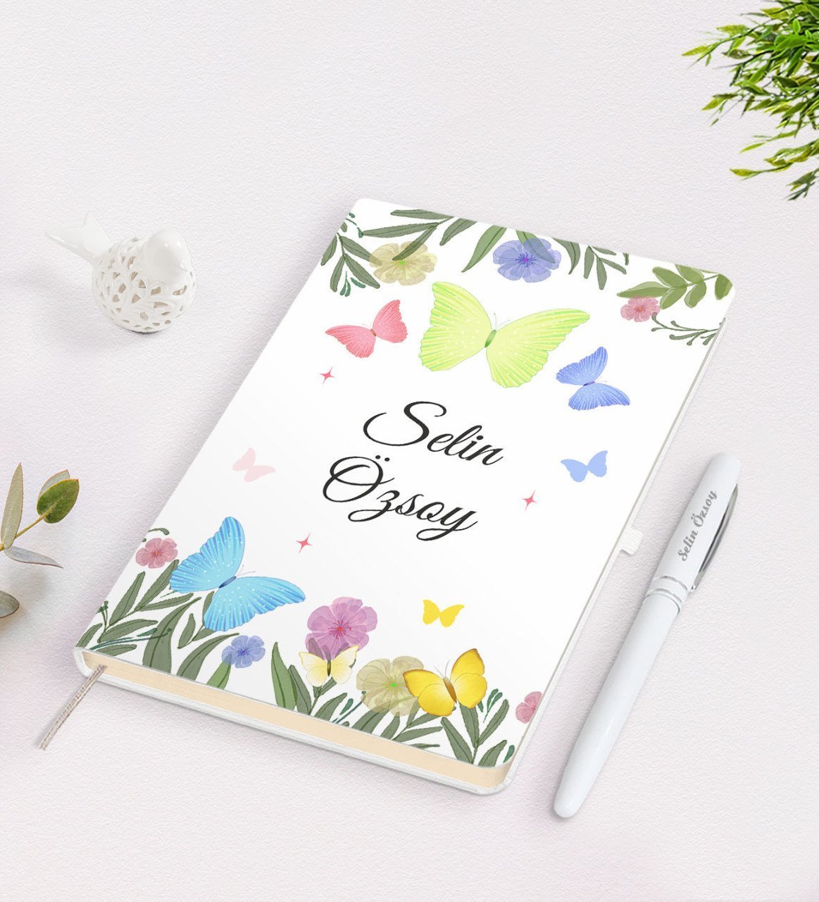 Kişiye Özel İsimli Çerçeveli Defter Kalem Seti-17
