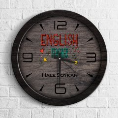 Kişiye Özel Mesleki İngilizce Öğretmeni Ahşap Duvar Saati - 3