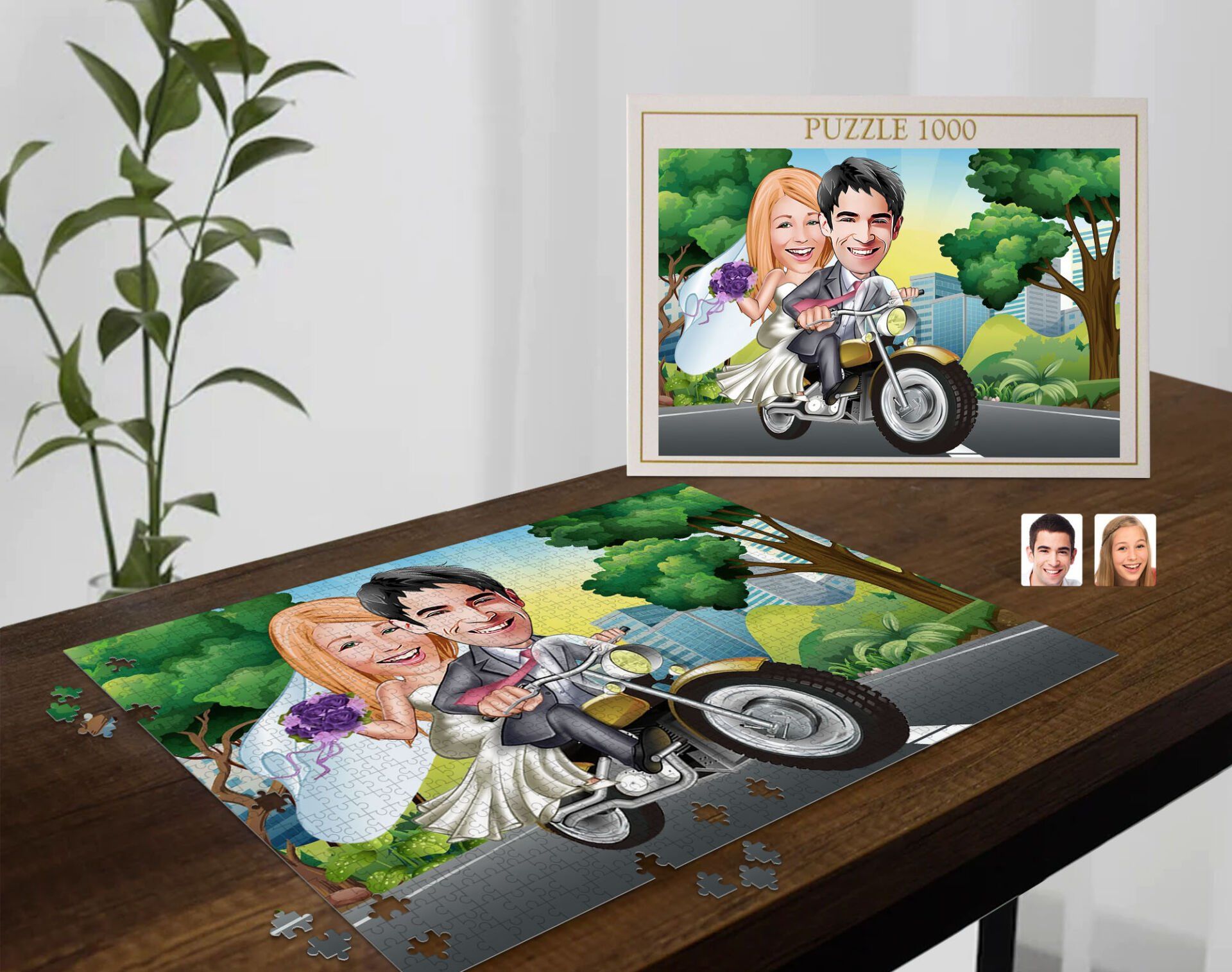BK Gift Kişiye Özel Aile Tasarımlı 1000 Parça Profesyonel Puzzle, 3'lü  Portre, Aileye Hediye Puzzle-16