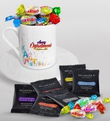 Kişiye Özel Sınıf Öğretmeni Türk Kahvesi Fincanı Selamlique Karışık Türk Kahvesi ve Haribo Şeker Hediye Seti-12