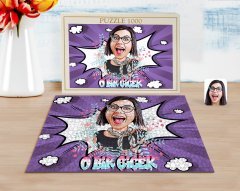 Kişiye Özel O Bir Çiçek Karikatürlü 1000 Parça Profesyonel Puzzle-2