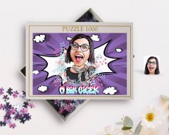 Kişiye Özel O Bir Çiçek Karikatürlü 1000 Parça Profesyonel Puzzle-2