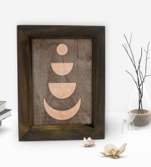 BK Gift Ay Tasarımlı Dekoratif Doğal Masif Ahşap Çerçeve 15x20cm-2