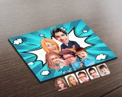 Kişiye Özel Aile Karikatürlü Ahşap Puzzle-7