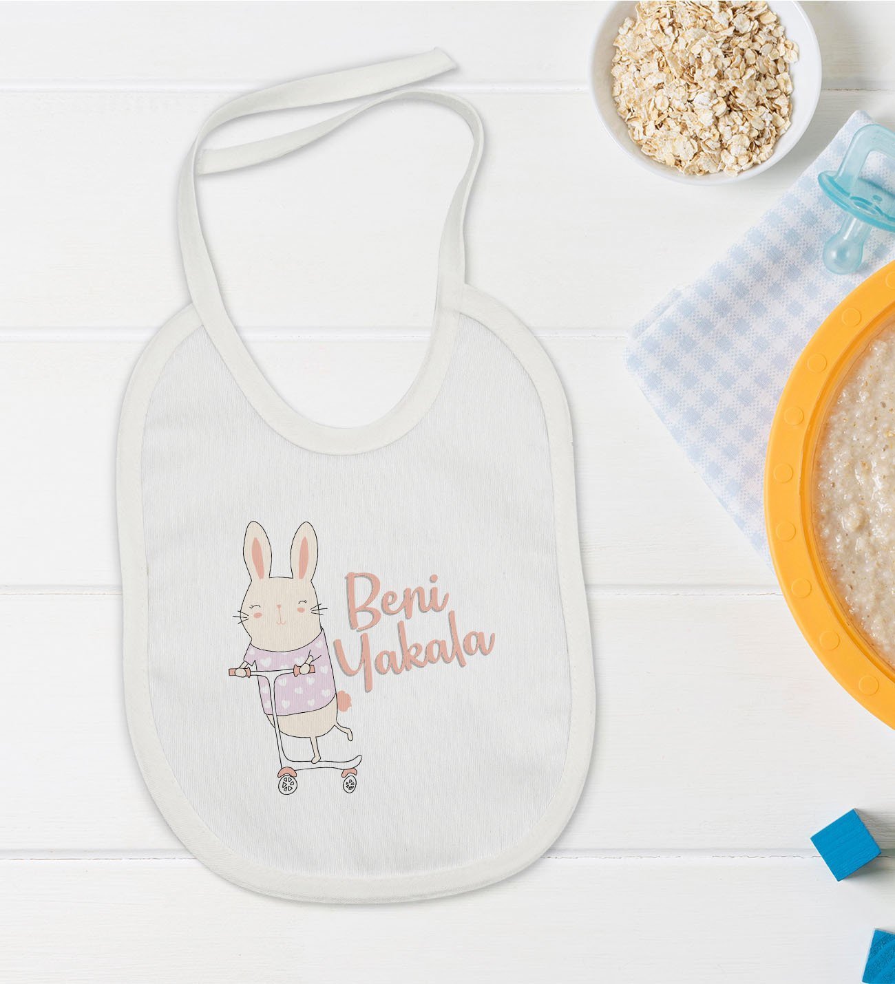 BK Kids Beni Yakala Tasarımlı Bebek Mama Önlüğü - Model 1