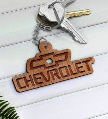 Chevrolet Logolu Ahşap Anahtarlık-1