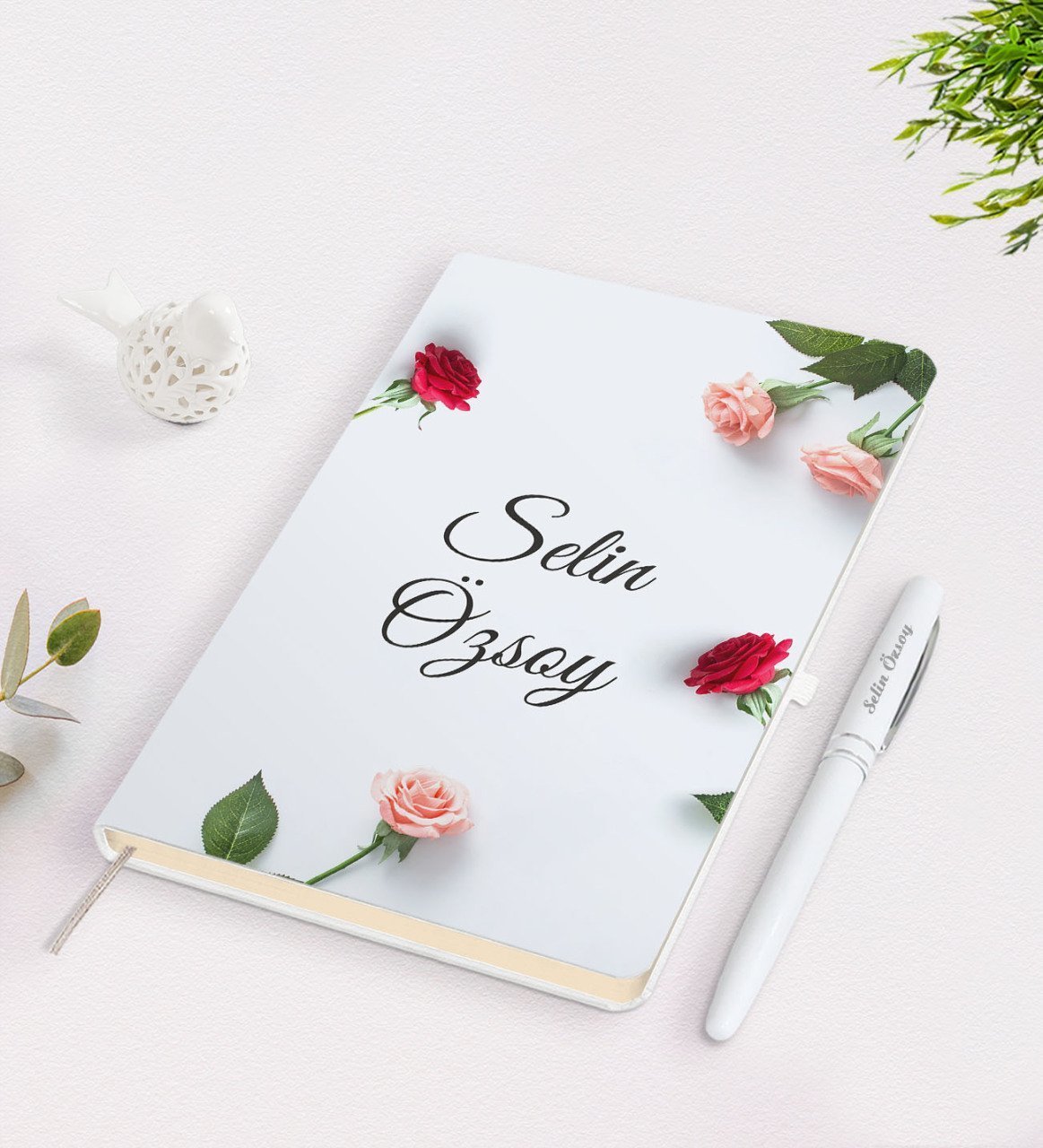 Kişiye Özel İsimli Çerçeveli Defter Kalem Seti-16