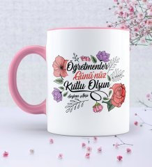 Kişiye Özel Öğretmenler Gününüz Kutlu Olsun Pembe Kupa Bardak - 5