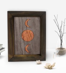 BK Gift Ay Tasarımlı Dekoratif Doğal Masif Ahşap Çerçeve 15x20cm-1