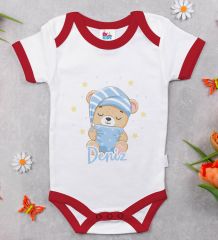 BK Kids Kişiye Özel İsimli Kırmızı Bebek Body Zıbın-7
