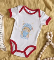 BK Kids Kişiye Özel İsimli Kırmızı Bebek Body Zıbın-7