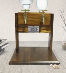 Kişiye Özel Çift Musluklu Doğal Ahşap Rakı Standı – Ceviz