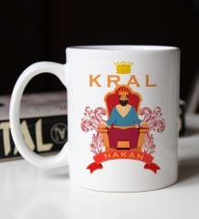 BK Gift Kişiye Özel Tahttaki Kral Tasarımlı Beyaz Kupa Bardak-1, Arkadaşa Hediye, Sevgiliye Hediye
