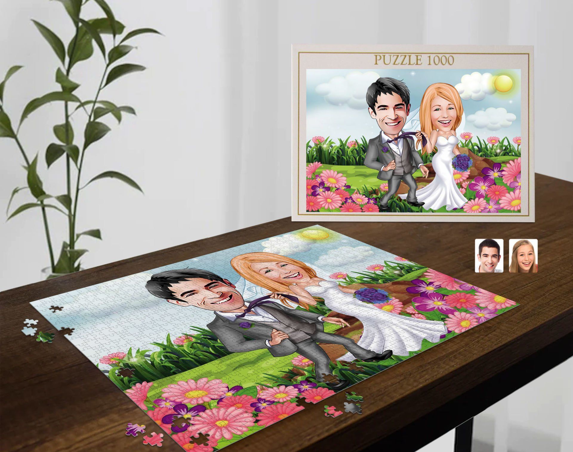 BK Gift Kişiye Özel Aile Tasarımlı 1000 Parça Profesyonel Puzzle, 3'lü  Portre, Aileye Hediye Puzzle-14