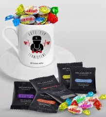 Kişiye Özel Acil Tıp Teknisyeni Türk Kahvesi Fincanı Selamlique Karışık Türk Kahvesi ve Haribo Şeker Hediye Seti-4