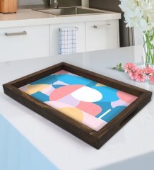 BK Gift Modern Art Tasarımlı Doğal Ahşap Tepsi-10