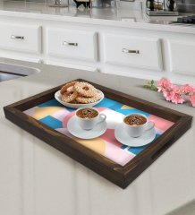 BK Gift Modern Art Tasarımlı Doğal Ahşap Tepsi-10