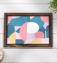BK Gift Modern Art Tasarımlı Doğal Ahşap Tepsi-10