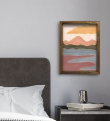 BK Gift Otel Odası Konseptli Doğal Masif Ahşap Çerçeveli Tablo 30x40cm-7