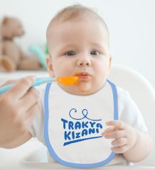 BK Kids Trakya Kızanı Tasarımlı Mavi Bebek Body Zıbın ve Mama Önlüğü Hediye Seti-1