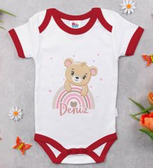 BK Kids Kişiye Özel İsimli Kırmızı Bebek Body Zıbın-6