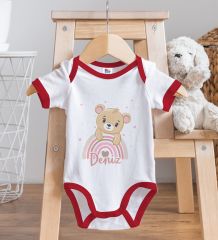 BK Kids Kişiye Özel İsimli Kırmızı Bebek Body Zıbın-6