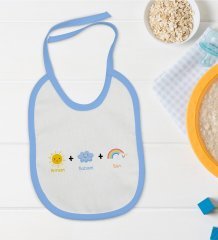 BK Kids Annem Babam Ben Tasarımlı Mavi Bebek Mama Önlüğü