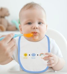 BK Kids Annem Babam Ben Tasarımlı Mavi Bebek Mama Önlüğü