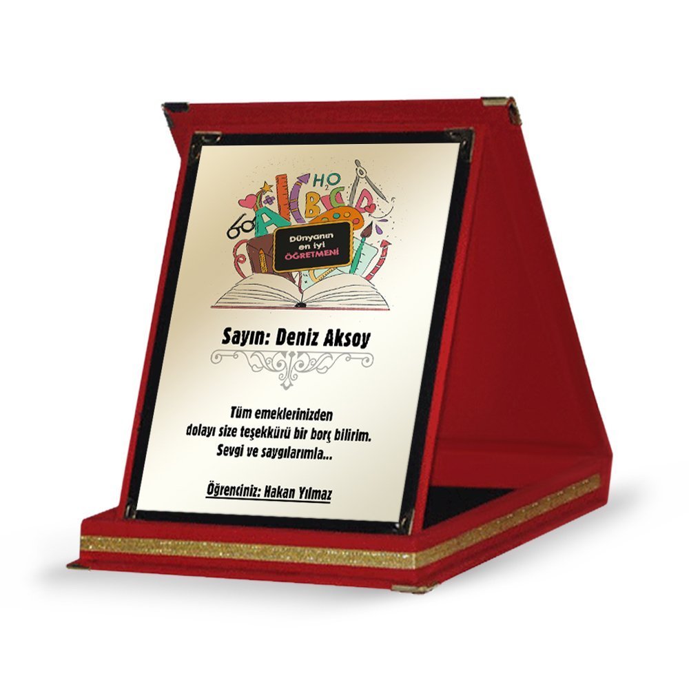 Kişiye Özel Kırmızı Plaket (Öğretmenler Günü Temalı-11)