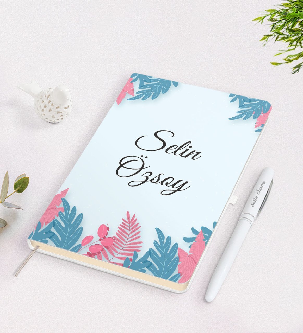 Kişiye Özel İsimli Çerçeveli Defter Kalem Seti-14