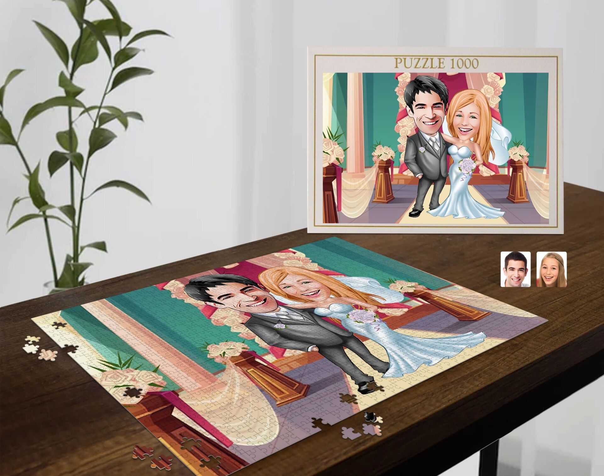 BK Gift Kişiye Özel Aile Tasarımlı 1000 Parça Profesyonel Puzzle, 3'lü  Portre, Aileye Hediye Puzzle-13