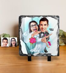 Kişiye Özel Gelin Damat Karikatürlü Dekoratif Doğal Taş - 9