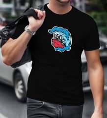 BK Gift Sörfçü İskelet Tasarımlı Siyah T-Shirt-1